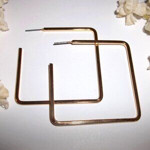 Hoop Earring Gold Square Metal Costume Jewelry Women Dangle Set Oversized C644
